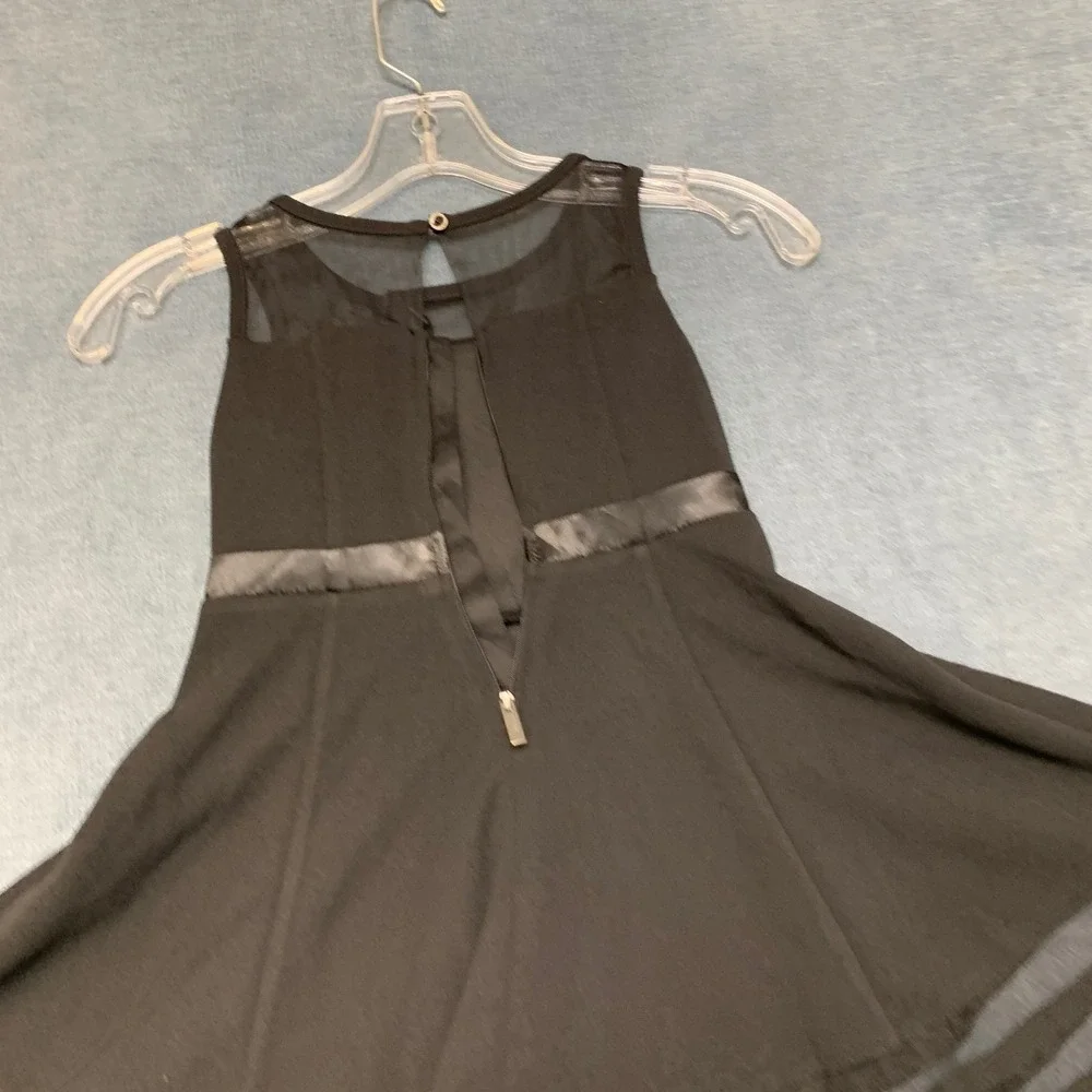 Calvin Klein Fit & Flare Mini Dress Girls 5 Black Party Illusion Mesh Bow Front